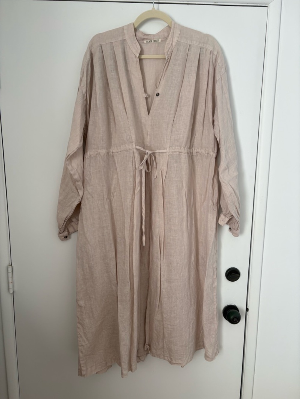 Black Crane Linen Dress